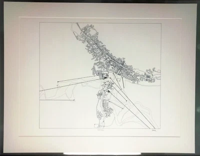 MAPA DE ESTACIÓN DE ESQUÍ VAL D'ISERE OBRA DE ARTE Cartografía Original Único Arte Firmado NUEVO Foto 1 de 4