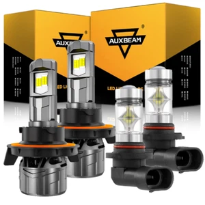 AUXBEAM For 2004-2014 Ford F-150 6500K LED Headlight Hi/Lo Fog Light Bulbs Kit - Picture 1 of 15