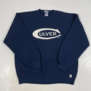 VINTAGE Russell Athletic Sweatshirt Men Large Blue Culver Academy Pullover Lined - Picture 1 of 12