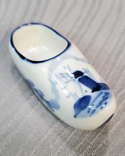 Delft Blue Miniature Shoe Clog Pottery Porcelain Windmill Design Pattern