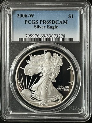 2006-W $1 Deep Cameo Silver Eagle Dollar PCGS PR69DCAM  83673278 - Image 1 of 2