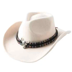 Cowboyhut Kuhkopf Zubehör Cowboyhut einfarbig Filzhut Herren und Damen groß - Bild 1 von 60