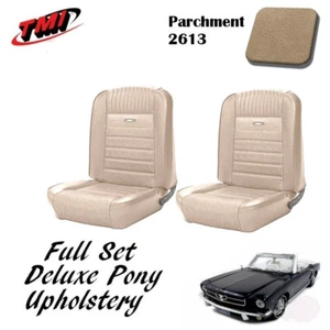 1964-66 Mustang Convertible Front & Rear Deluxe PONY Upholstery, Parchment - Picture 1 of 4
