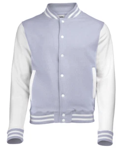 New AWDis Medium 34" HALF PRICE Varsity  Letterman College Jacket Ash Grey - Picture 1 of 1