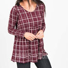 Agnes And Dora S Muse Top   Long Sleeve   Burgundy Plaid