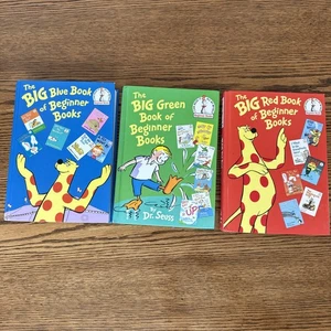 Lot 3 Dr Seuss The Big Books of Beginners BLUE ORANGE GREEN Hardcover Set - Picture 1 of 3