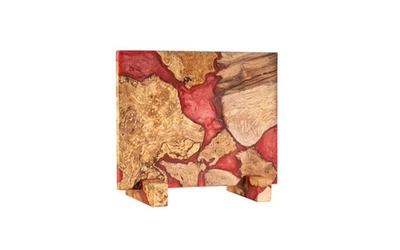 Magnetic Crimson Red Resin & Burl Maple Knife Block Without Knives - Image 1 of 4