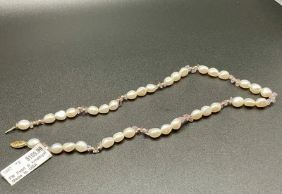 14kt Yellow Gold Fresh Water Pearl And Amathyst 16” Necklace Living Estate - Image 1 of 3
