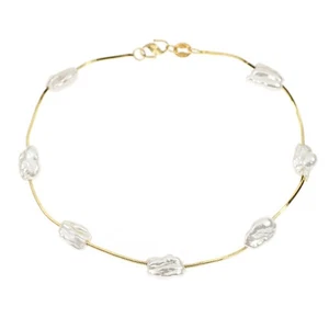 Pulsera de perlas/perlas de agua dulce K18YG - Auténtica envío gratuito desde Japón - Auténtica AUTO - Imagen 1 de 3