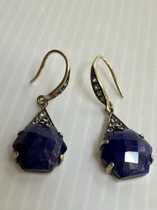 VINTAGE 925 STERLINGSILBER FACETTIERTER LAPISLAZULI WEISSER TOPAS OHRHÄNGER 1,5" - Bild 1 von 24