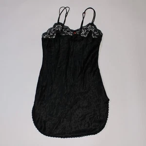 Victoria's Secret Vintage Black Slip Dress With Lace Trim And Rose Size S - Picture 1 of 5