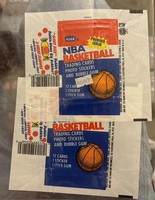 Lote de 2 ENVOLTURAS DE CERA Fleer Baloncesto 1986-87 Bonita Forma Michael Jordan Novato Foto 1 de 2