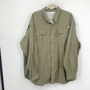 Columbia Herren Gr. XXL Hemd Button Down Langarm Oberteil PFG Angeln Nylon Braun - Bild 1 von 9
