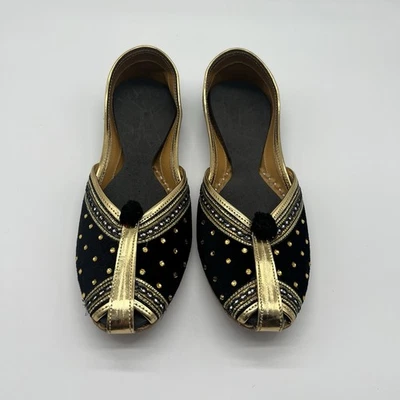 Пенджаби джутти свадьбы свадебные туфли на плоской подошве индийский дизайнер этническая обувь - Изображение 1 из 4