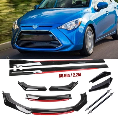 Front Bumper Lip Spoiler Splitter Glossy Black +Red For Toyota Yaris/ R Body Kit - Изображение 1 из 4