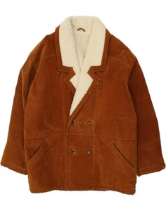 C&A Mens Shearling Overcoat IT 50 Large Brown Leather CS30 - Picture 1 of 5