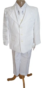 NEU 5-tlg. Jungen Kommunion/Taufe, Ringträger, Recital weißer Anzug Set, Gr. 5 - Bild 1 von 12