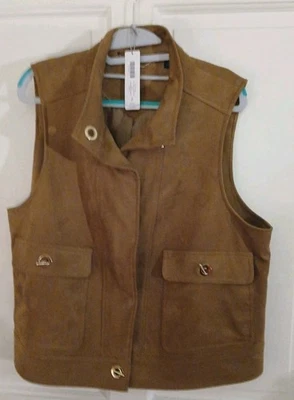 Chaleco Chico's Black Label para mujer imitación gamuza ojal talla 2 nuevo con etiquetas Foto 1 de 4