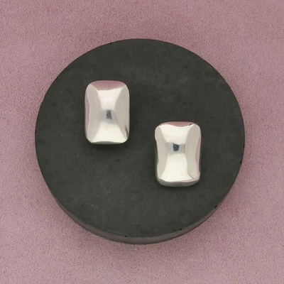 sterling silver vintage rectangular modernist omega-back earrings - Image 1 of 3