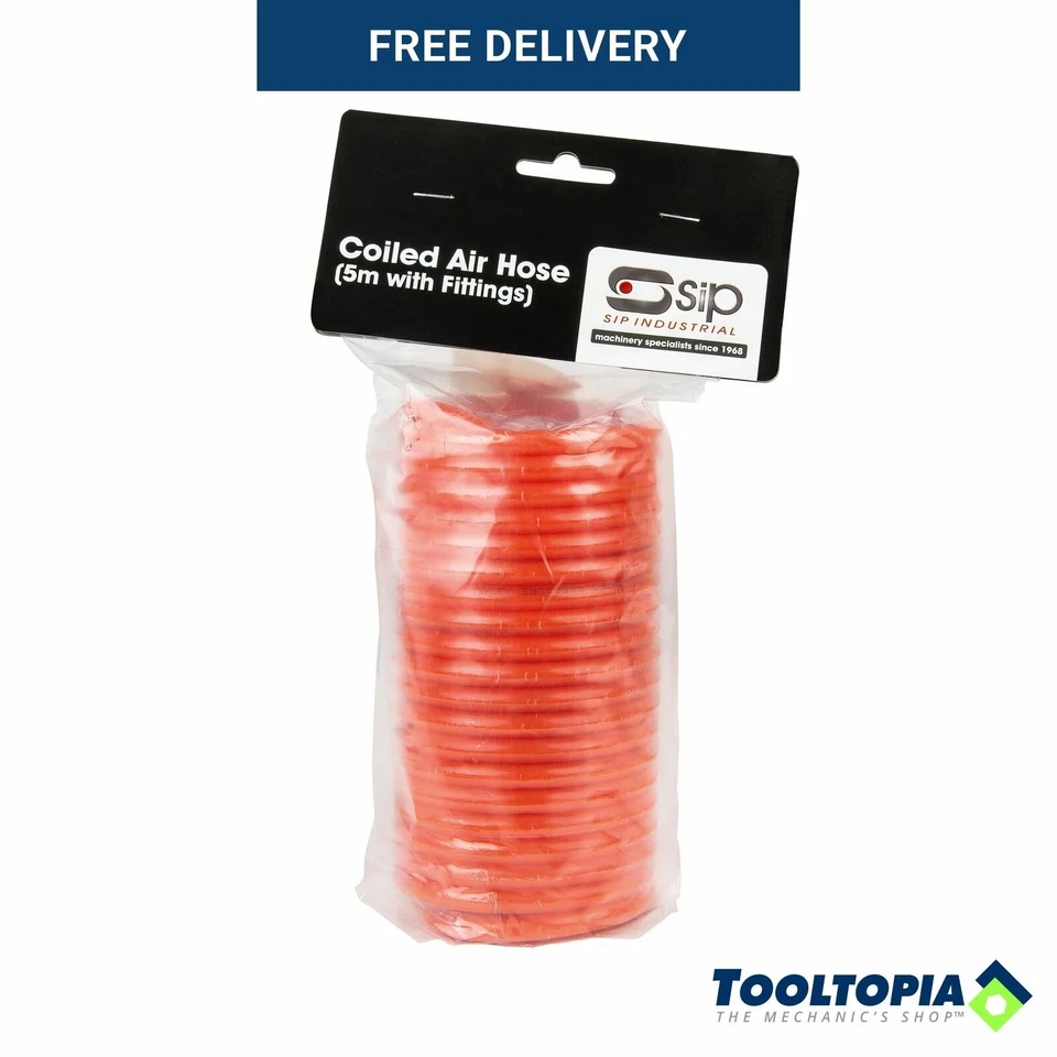 SIP 04115 AIR HOSE COILED 5metre WITH 1/4"BSP FEMALE FITTINGS