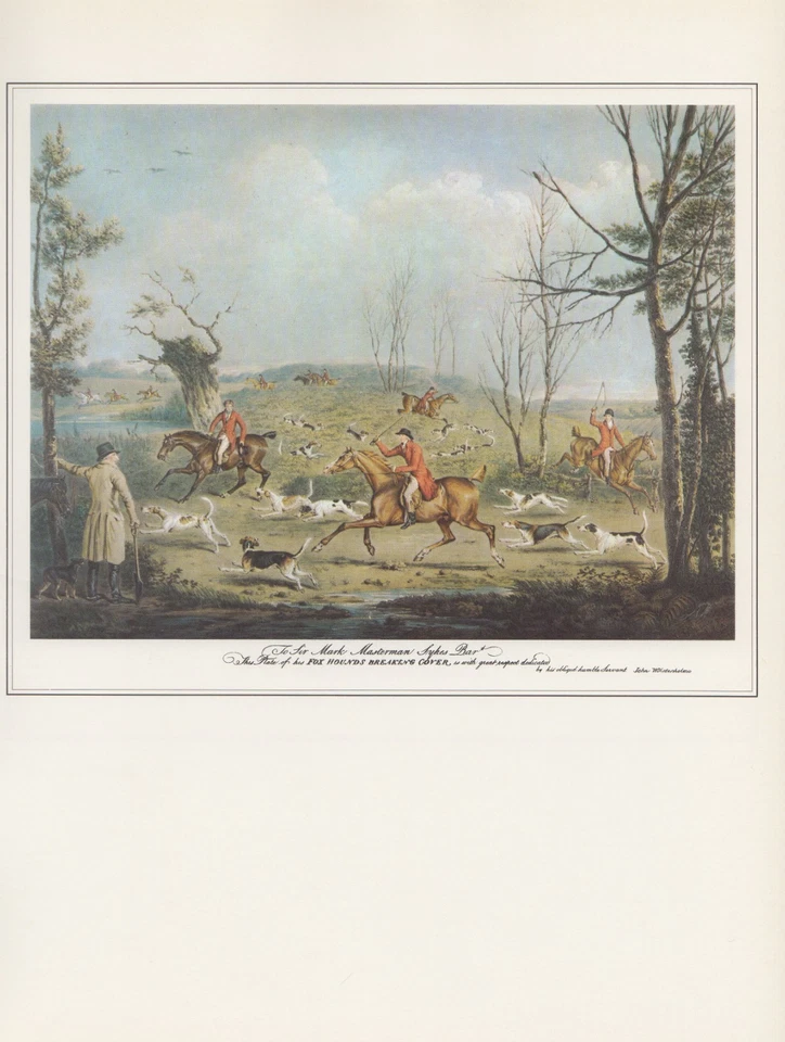 1974 Vintage Perros de Caza "Sir Mark Masterman Sykes" Color Arte Impresión Litografía Foto 1 de 1