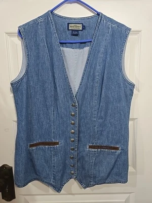 Ruff Hewn Women's Blue Jean Sleeveless Vest Size L Denim Cotton Vest - Image 1 of 4