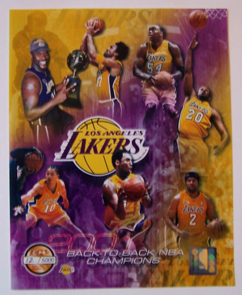 FOTO 8X10 KOBE BRYANT LAKERS SHAQ SERIE # 2001 ESPALDA CON ESPALDA CAMPEONES DE LA NBA *RARA Foto 1 de 1