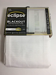 Eclipse Thermaback Blackout Curtain Braxton White Single Rod Pocket Panel 42x63 - Picture 1 of 9