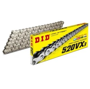 DID VX3 Catena Argento Rinforzato 520 Divisione 112 Maglie Aperto + Rivetti - Foto 1 di 3