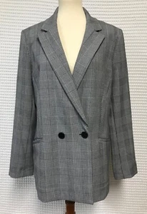 INC International Concepts XL Black White Glen Plaid Blazer Double Breasted - Picture 1 of 13