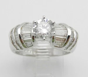 3Ct Round Cut Lab Created Diamond Engagement Wedding Ring 14K White Gold Finish - Picture 1 of 3