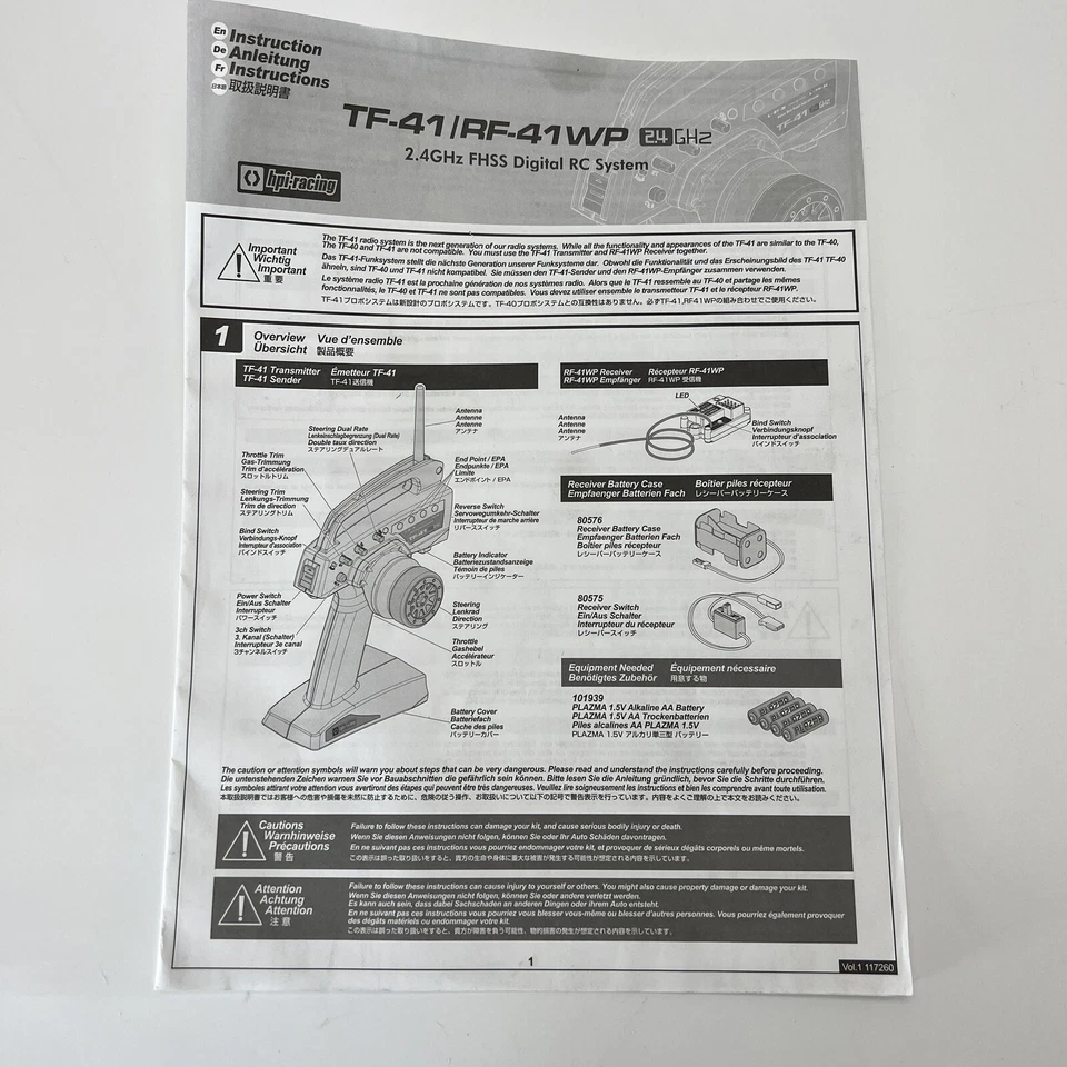 HPI Racing 117260 TF-41/RF-41WP Instruction Manual - OZRC KM - Image 1 of 1