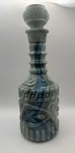 Vintage Jim Beam Bottle Blue Gray Swirl Milk Slag Glass w/Stopper 1972 - Picture 1 of 8