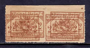 GERMANIA — 1886 2 pf MAINZ LOCALE — COPPIA CON DOPPIA STAMPA (RIFIUTI DI STAMPANTE) — NUOVO DI ZECCA - Foto 1 di 2