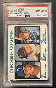 Mike Schmidt Signed 1973 Topps Rookie Card RC PSA 10 Auto Grade #615 Phillies