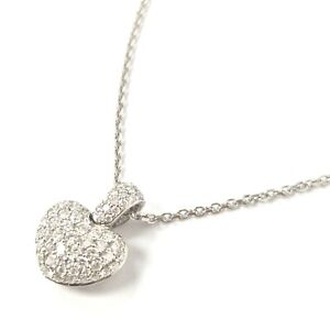 18ct White Gold Diamond Heart Pendant Necklace 15.75 Inch Chain 6.2g