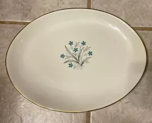 Piatto da portata ovale vintage Hampton Scio turchese acqua argento fiore - Foto 1 di 2