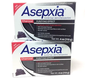 Asepxia Charcoal Cleansing Bar Soap for Acne and Blackheads. 4oz. Pack of 2 - Picture 1 of 5