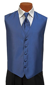 Men's Brandon Michael Midnight Blue Tuxedo Vest with Long Tie Size Small S