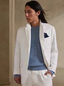 Banana Republic VILLA LINEN TWILL SUIT JACKET SIZE 46R NEW OFF WHITE - Picture 1 of 8