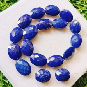 gemstone Natural Lepis Lazuli Faceted Ovel Brilolette Faceted Both Site beads  - Picture 1 of 5