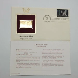 3 American Bats 22kt Gold Stamps First Day of Issue 37 Cent Sep 13 2002. STP2 - Picture 1 of 3