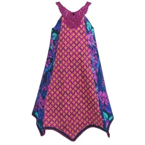 Girls Chloe Louise Dark Red Multi Mosaic & Floral Print Sleeveless Dress.2-7year - Picture 1 of 1