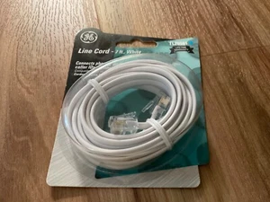NEW GE TL26581 6P4C Telephone Line Cord - 7 FT, WHITE for 1 or 2 lines/DSL/FAX - Zdjęcie 1 z 1