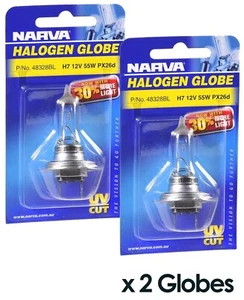 x2 48328BL Narva H7 Globe 55W Halogen Plus 30% Light Globe 12V H7 Bulb - Bild 1 von 2