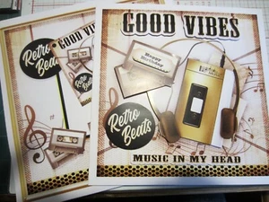 Handmade Retro Music  Themed Birthday Card/Matching Envelope/Tag  Size 8''x8'' - Picture 1 of 7