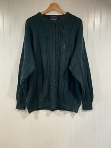 Vintage GANT Pullover Herren XL grün Pulli handgerahmt Zopfmuster Baumwolle 90er - Bild 1 von 5