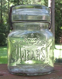 Wears Kivlan Smalley Boston 5 3/8" CLEAR Pint Canning Fruit Jar Antique Vtg.Rare - Picture 1 of 5