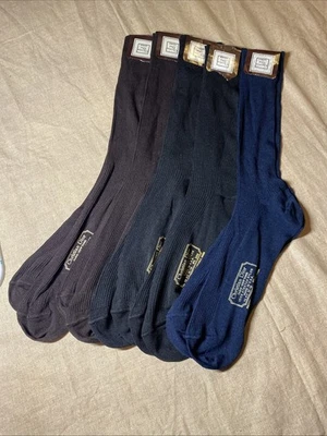 Винтажный Christian Dior мужской подходит 10-13 носки комплект из 5; коричневый (2), черный (2) и синий - Изображение 1 из 4