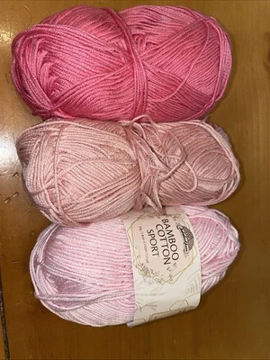 Бамбуковая хлопковая пряжа розовая 1,8 унции включает три b67  - Изображение 1 из 4